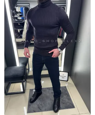 Коричневий класичний гольф в полоску