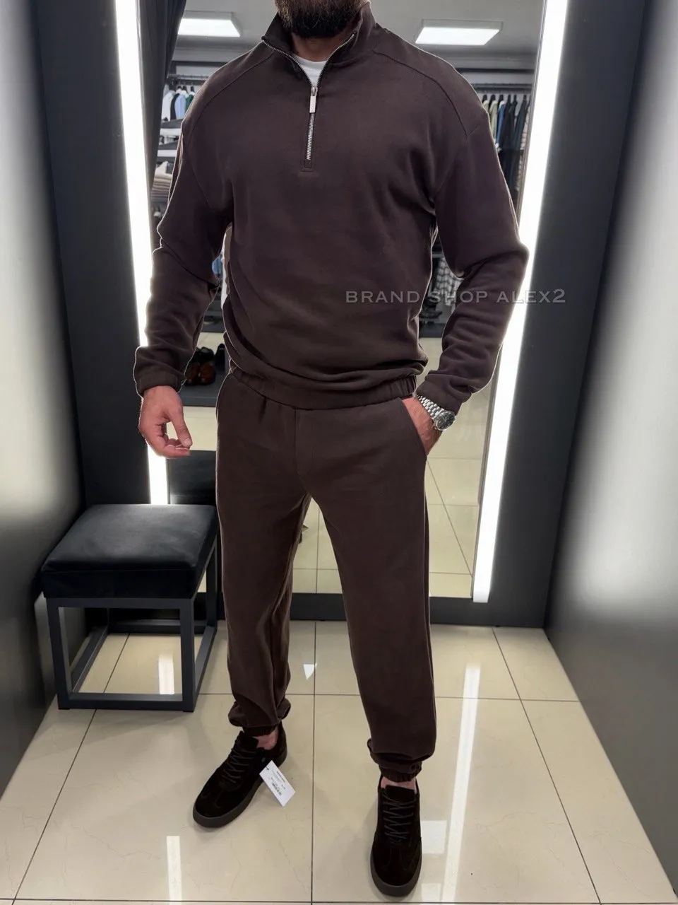 Коричневий костюм чоловічий Zip 