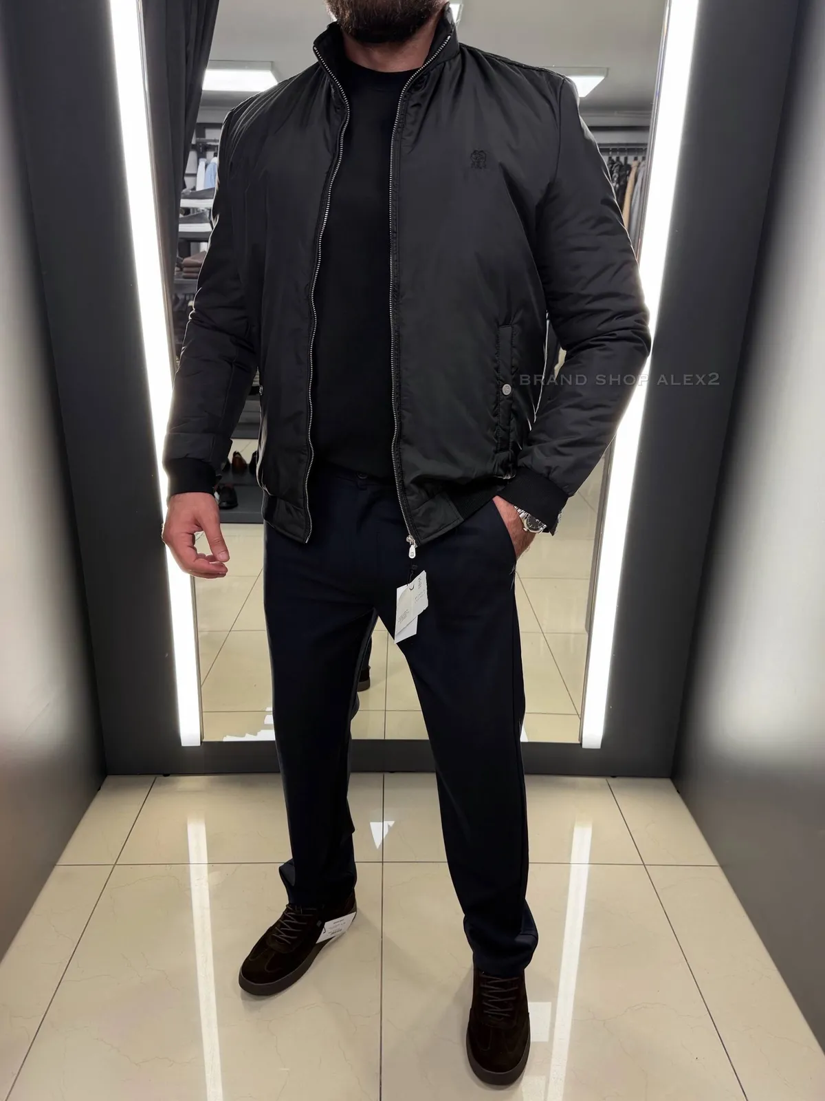 Чорна куртка Brunello Cucunelli класична чоловіча  - фото 1