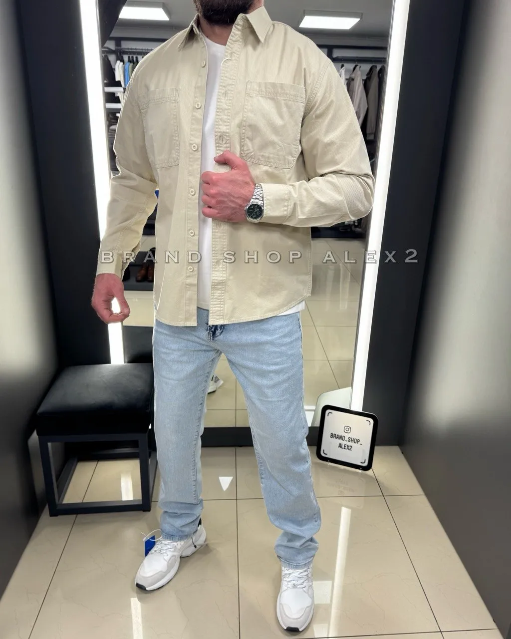 Бежева сорочка-casual  - фото 1