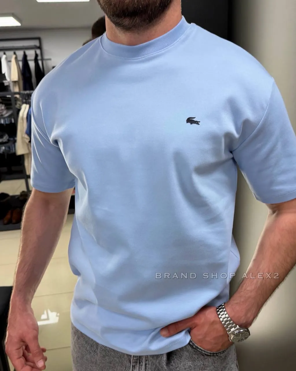 Блакитна футболка Lacoste 