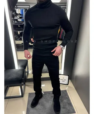 Чорний класичний гольф в полоску