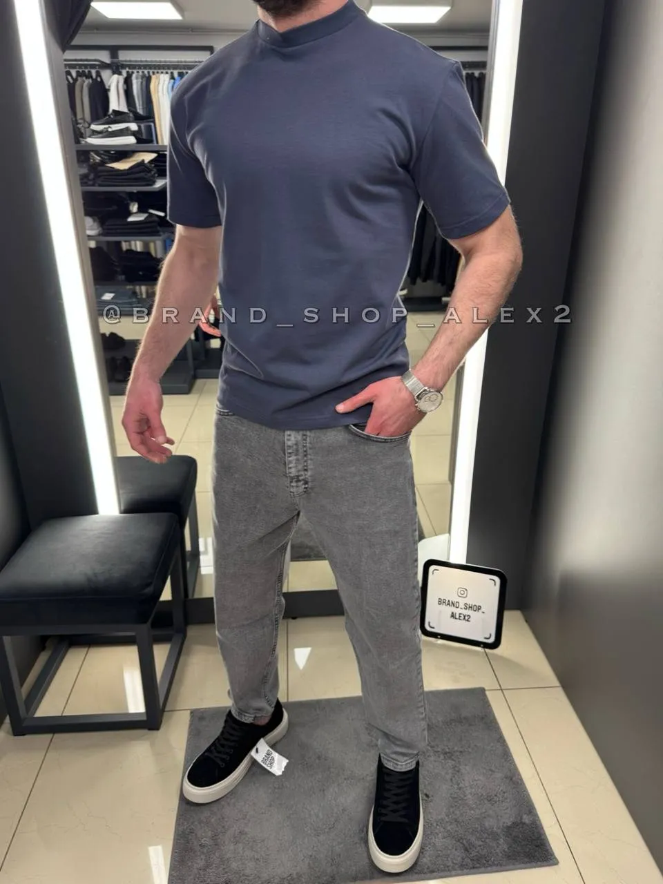 Футболка синя oversize  - фото 1