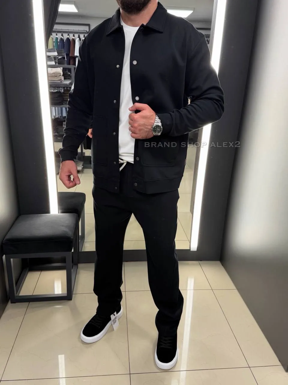 Чорний чоловічий костюм casual 