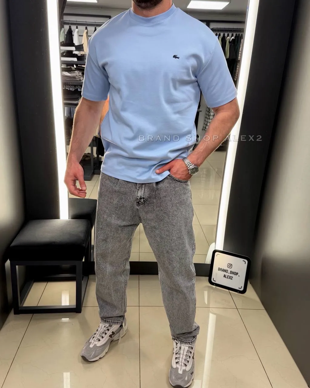 Блакитна футболка Lacoste  - фото 1