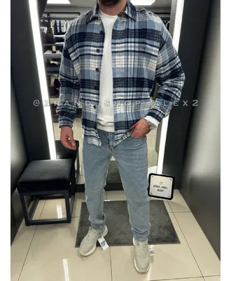 Casual сорочка в клітинку блакитна