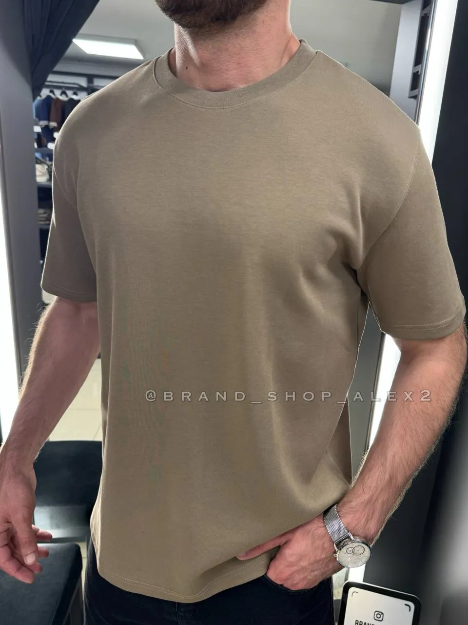 Хакі базова футболка oversize 