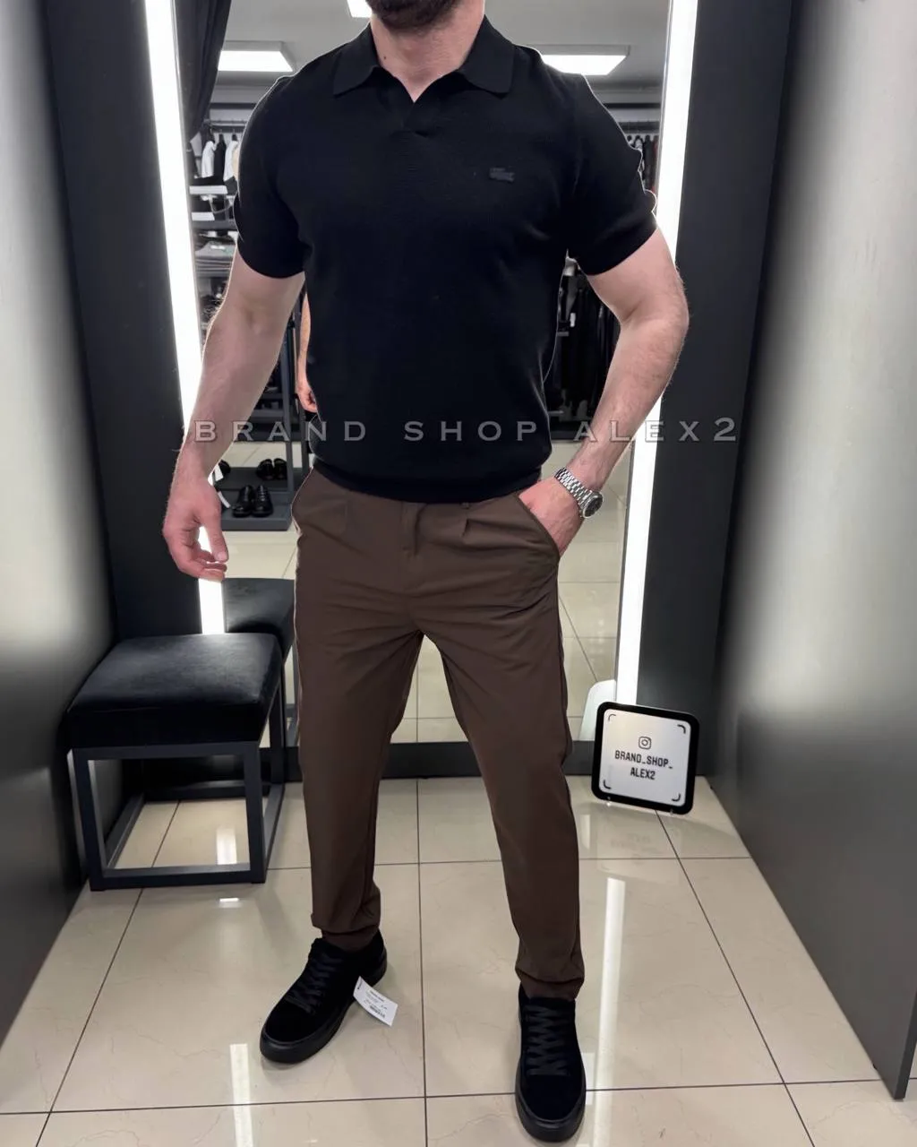 Чорна поло Lacoste  - фото 1