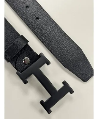 Чорний шкіряний ремінь Hermes