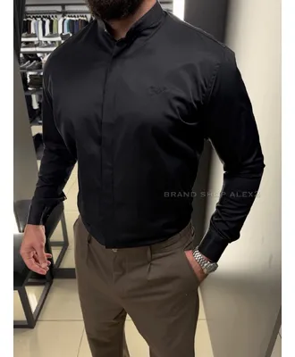 Чорна чоловіча сорочка Armani стійка