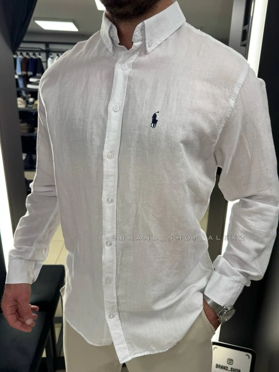 Біла лляна сорочка Polo 