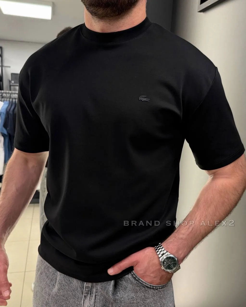 Чорна футболка Lacoste 