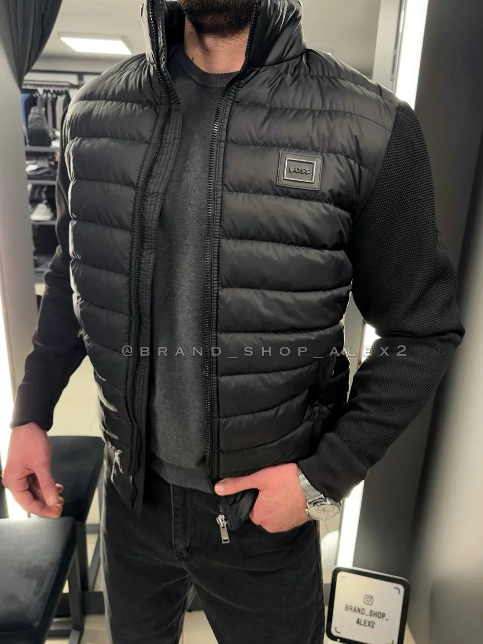 Куртка демі Boss чорна 