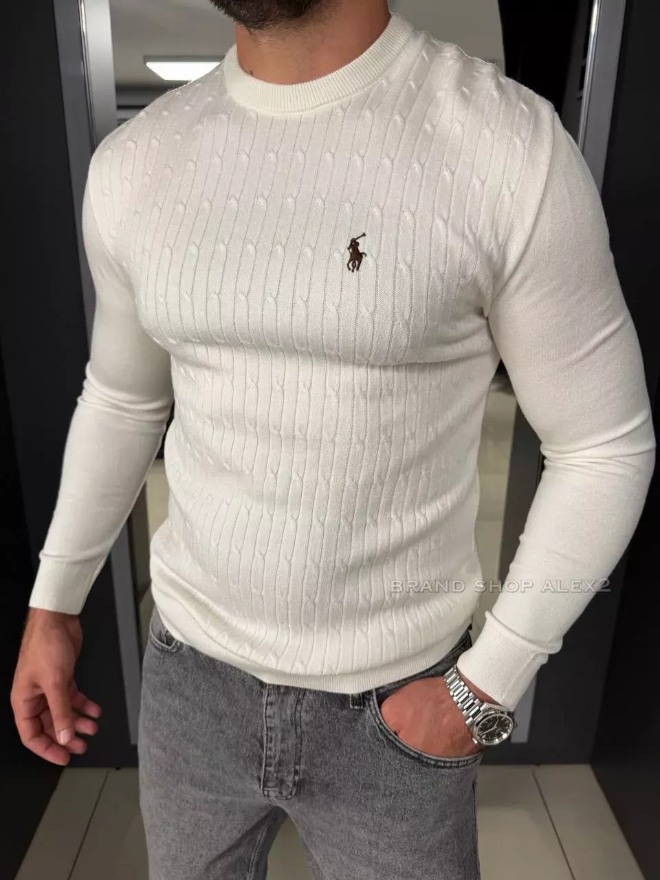 Білий чоловічий пуловер Polo 