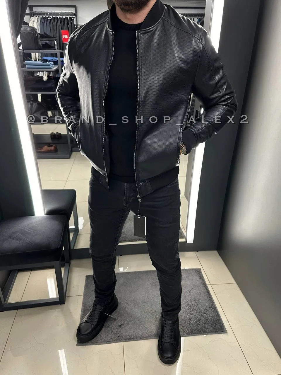 Куртка Puduo чорний Еко-шкіра 7855 XL(р) 