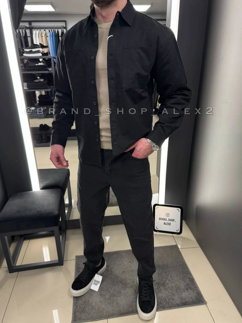 Чорна сорочка-casual  - фото 1
