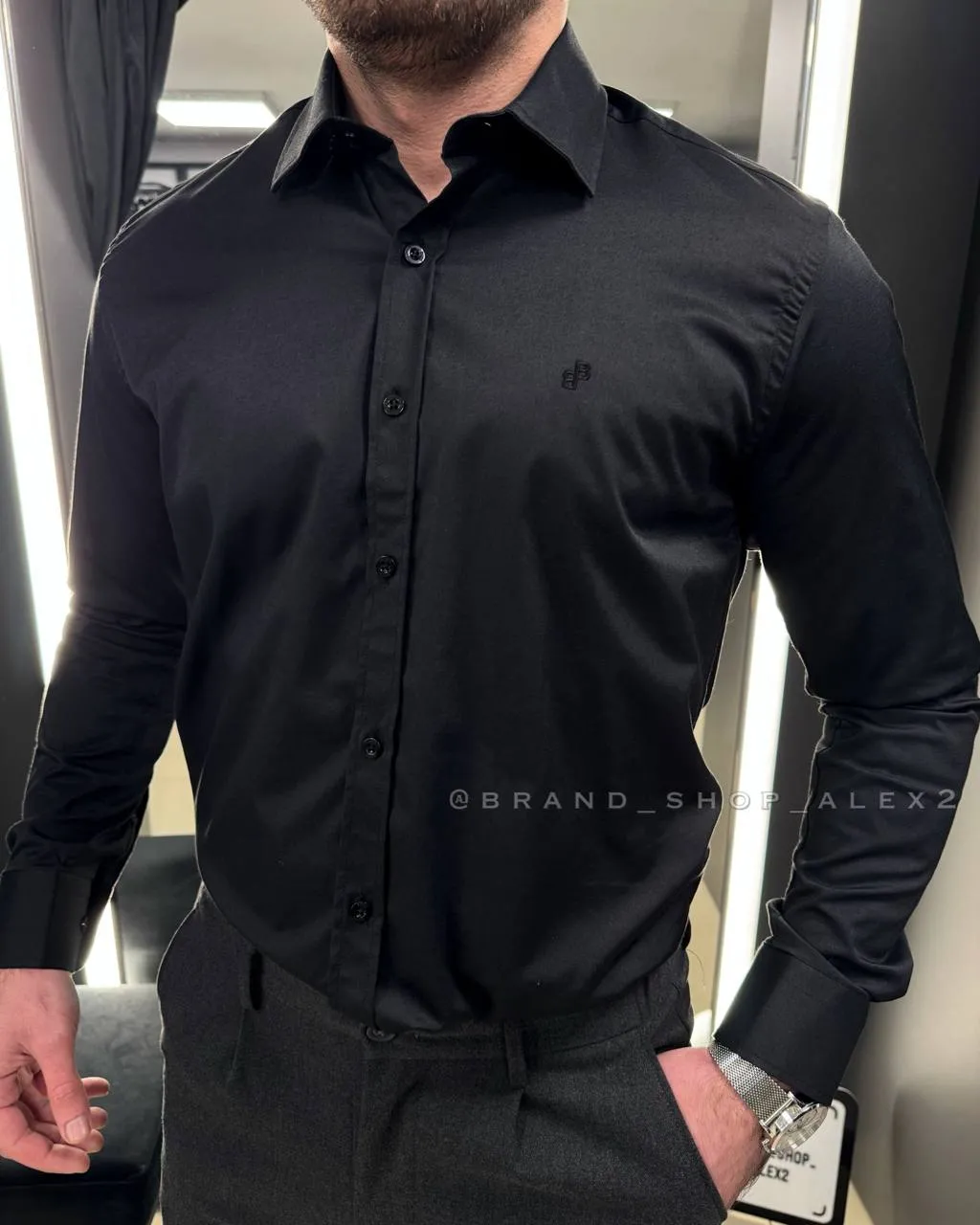 Сорочка чорна Boss класична 