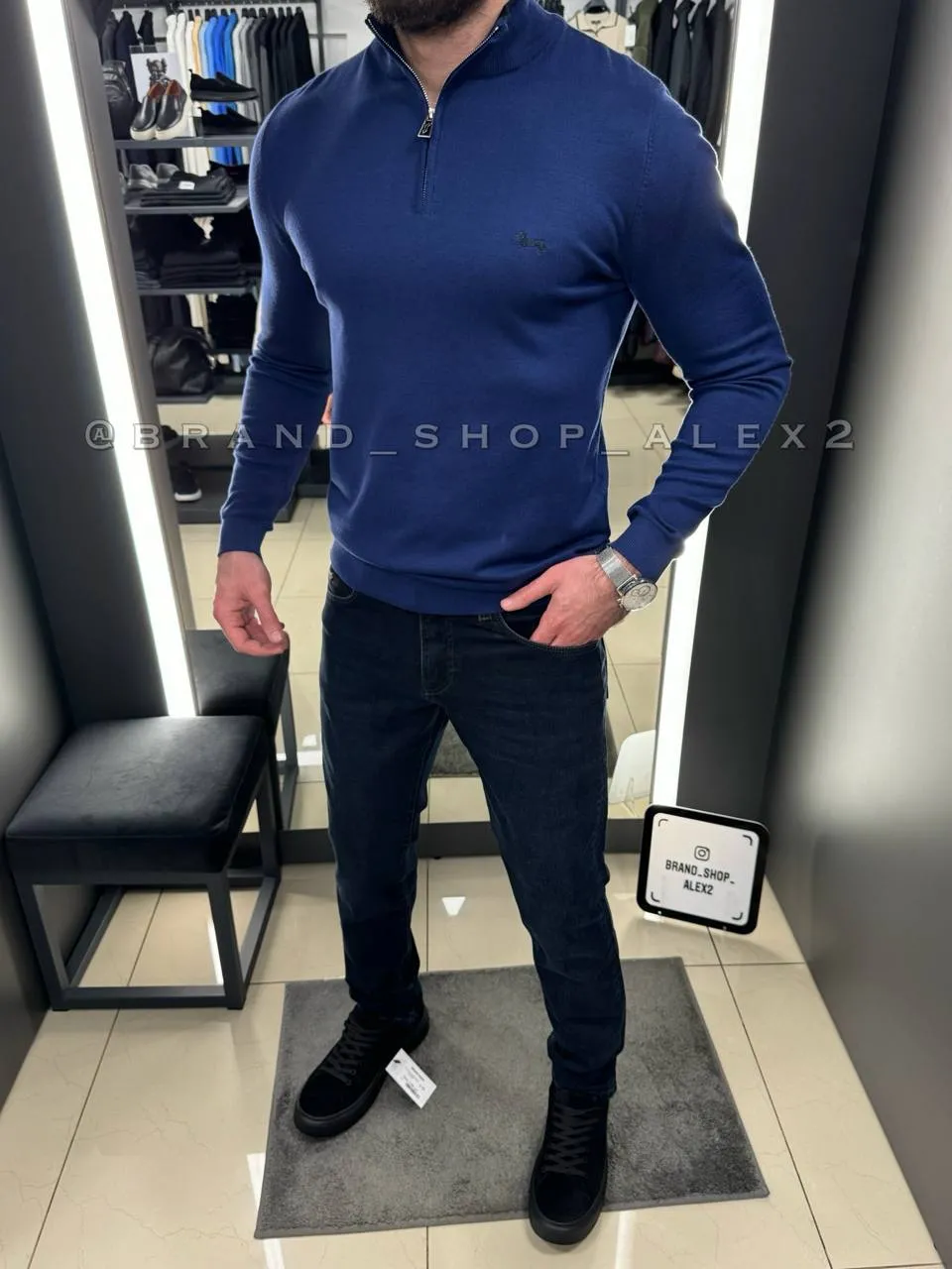 Синій джнмпер Harmont Blaine  - фото 1