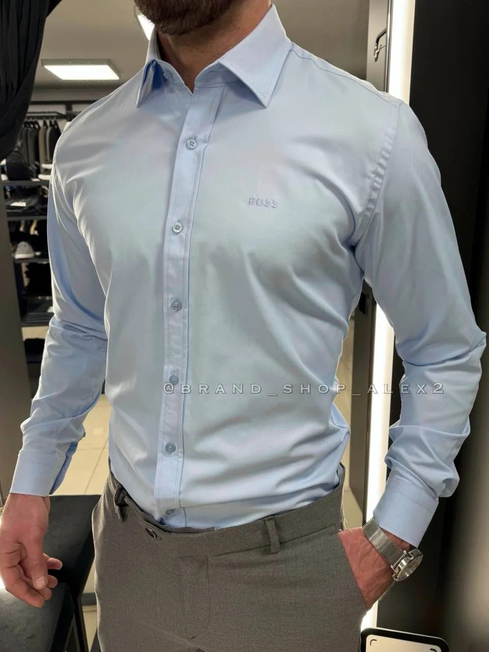 Сорочка блакитна Boss 
