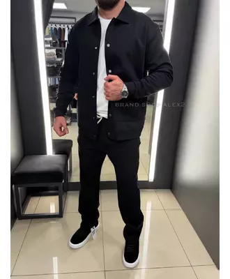 Чорний чоловічий костюм casual