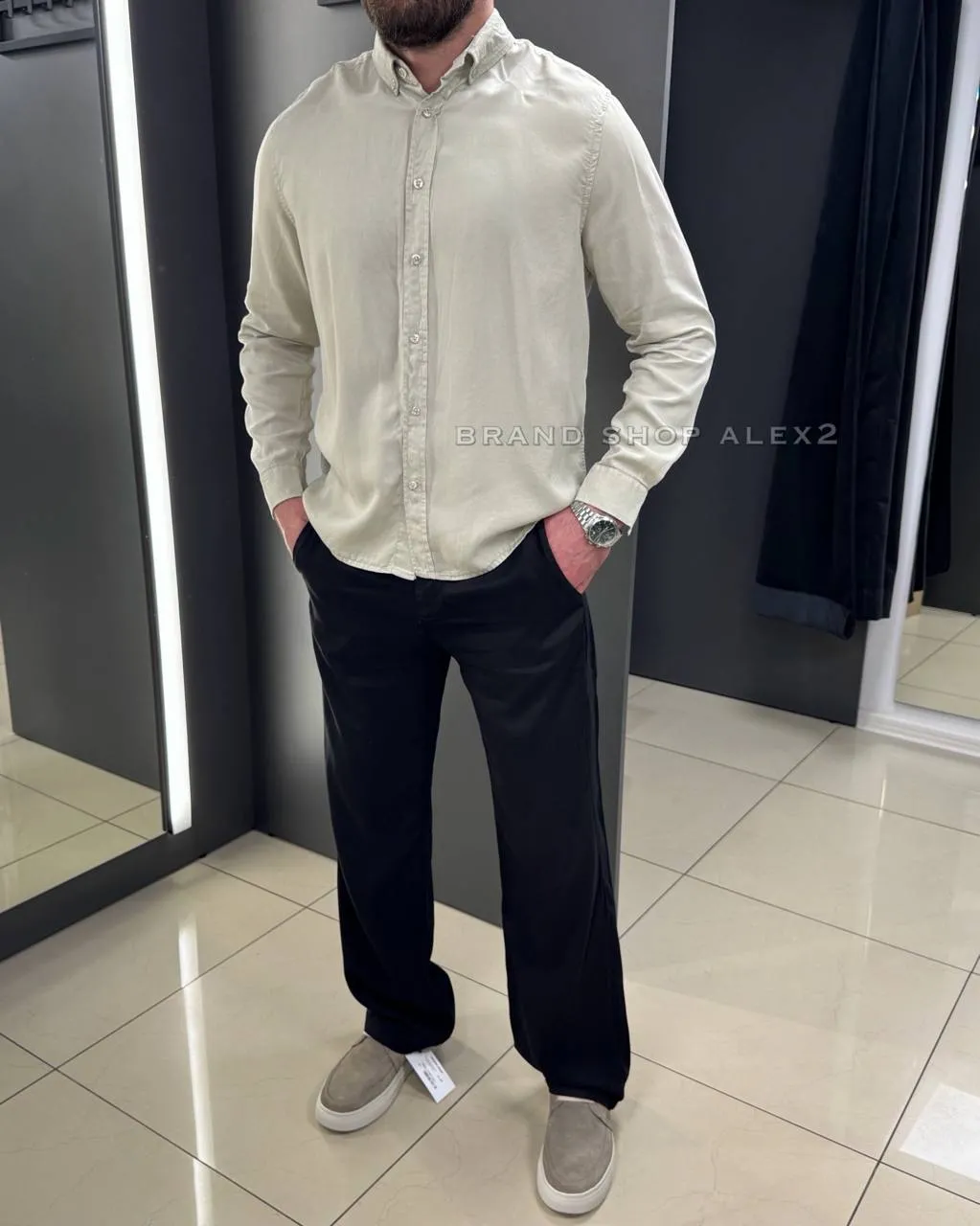 Сорочка бежева casual  - фото 1