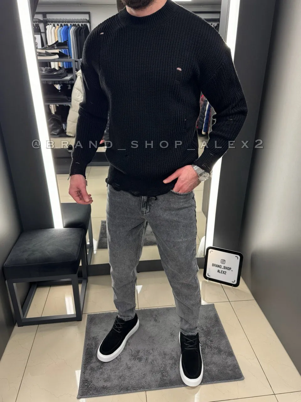 Чорний напівгольф casual 