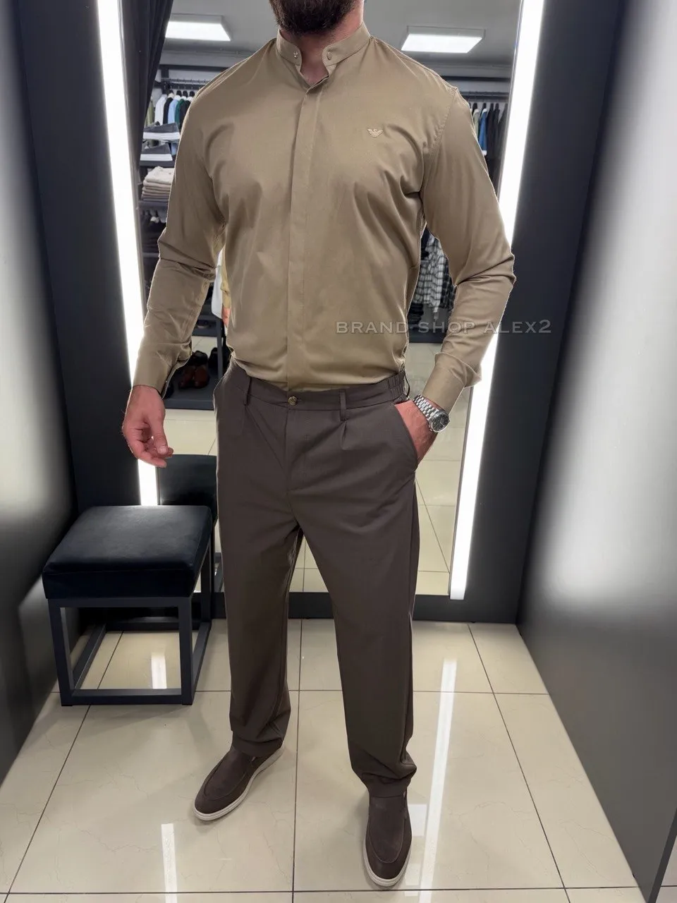 Чоловіча сорочка класична Armani стійка  - фото 1