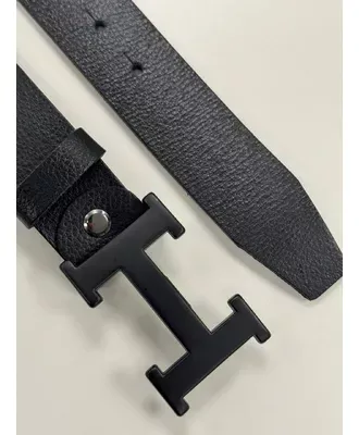 Чорний шкіряний ремінь Hermes