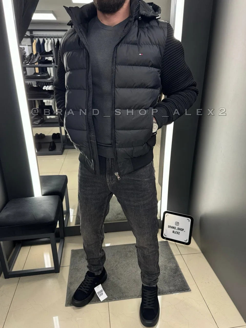 Куртка TH чорна с копюшоном  - фото 1