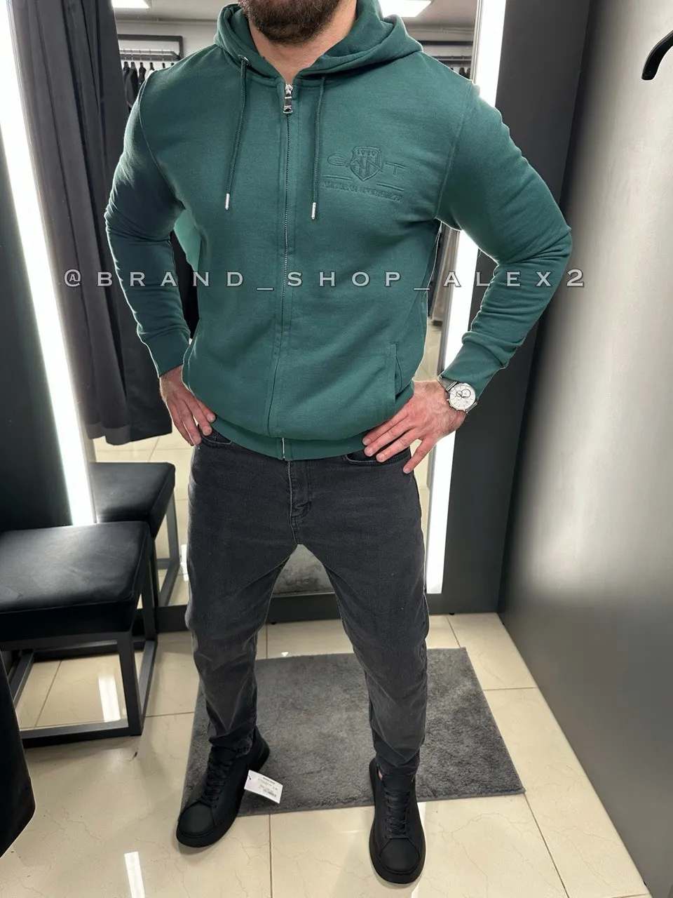 Зелена кофта з капюшоном Gant 
