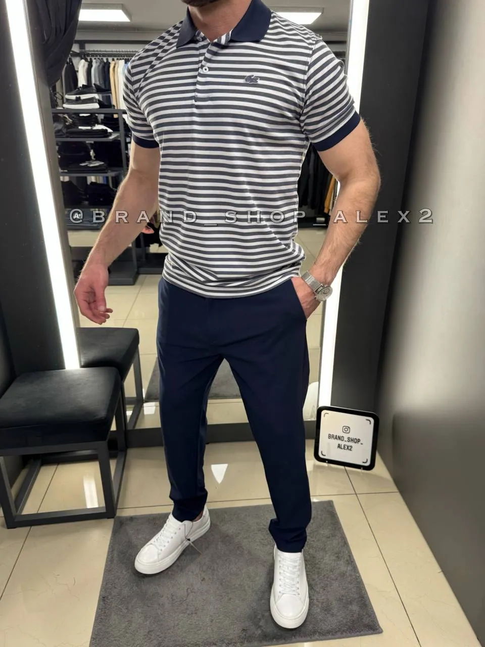 Поло темно-синя Lacoste  - фото 1